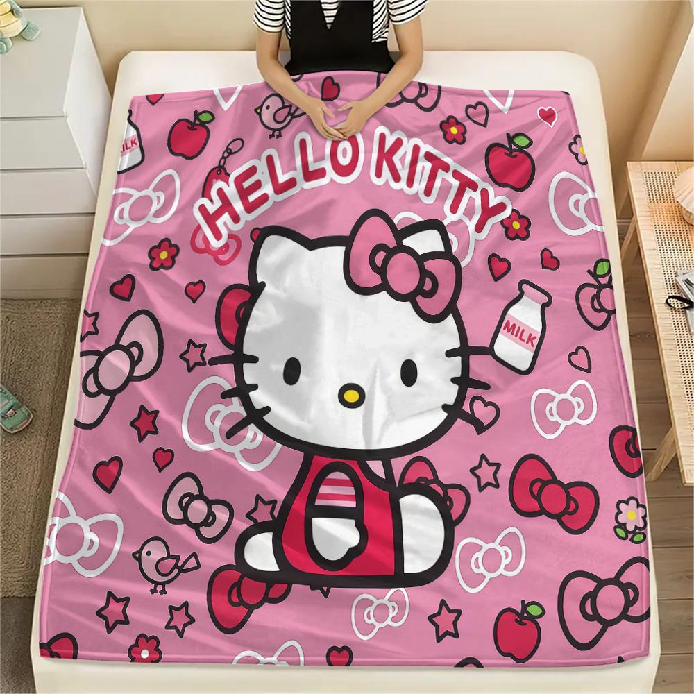 

1 шт. Фланелевое одеяло Sanrio с розовым принтом, Высококачественное, Для всех сезонов, Декор для дома, Тепло и комфорт, Идеально подходит для рождественских подарков 80cm x 120cm