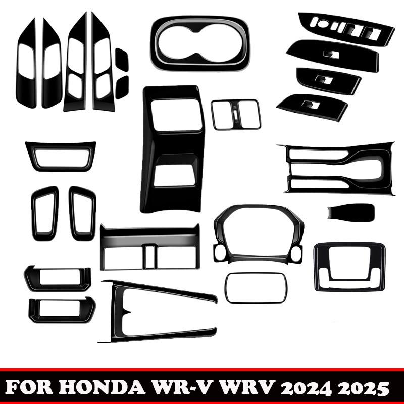 For HONDA WR-V WRV 2024 2025 ABS piano black interior accessoires  door handle window control panle Handbrake air outlet cover