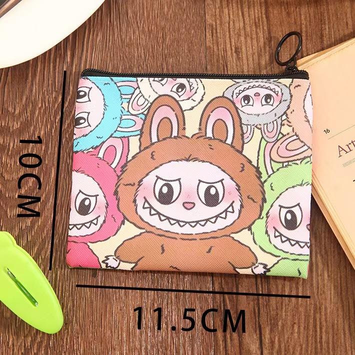 Portamonete Labubu mini borsa, porta carte per bambini, borsa portatile in PU per cuffie, piccola borsa portaoggetti da viaggio