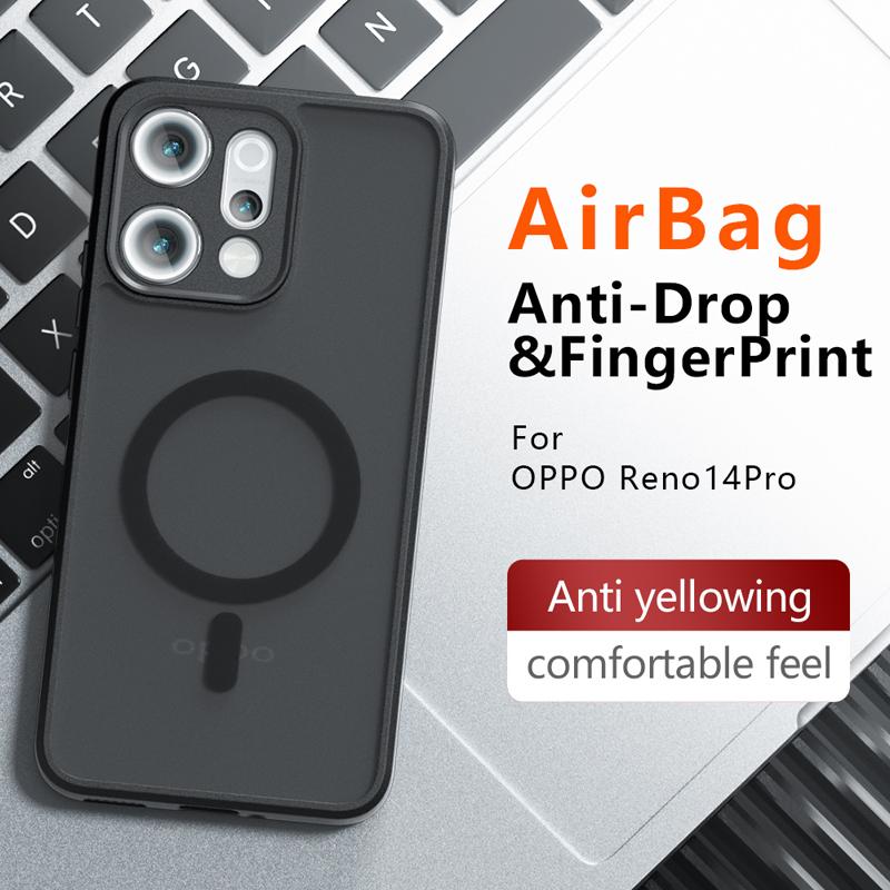 Husă pentru OPPO Reno 14 14 Pro 5G Rezistentă la șocuri Magnetică Mată PC+TPU Anti-amprentă Husă Transparentă pentru Reno14