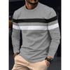 New Spring and Autumn Men's Long Sleeve T-shirt Round Neck Bottom Top Color Blocked Versatile Slim Fit Comfortable