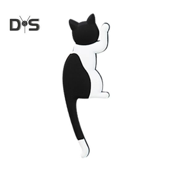 Fridge Sticker with Hook High Toughness 3D Realistic Cartoon Cat Design Refrigerator Sticker Decorative Fridge Accessory