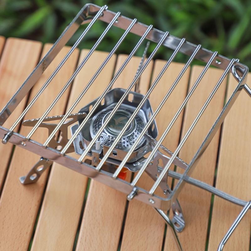 Camping Portable Folding Barbecue Rack Outdoor Stainless Steels Stove Holder Barbecue Rack Pot Holder Easy to Use