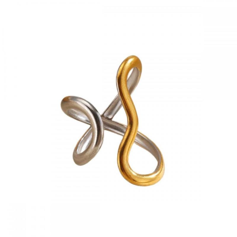 Stainless Steel Hollow Irregular Line Rings For Women Men Punk Unique Metal Waterproof 18K Gold Color Open Rings Jewelry Gifts