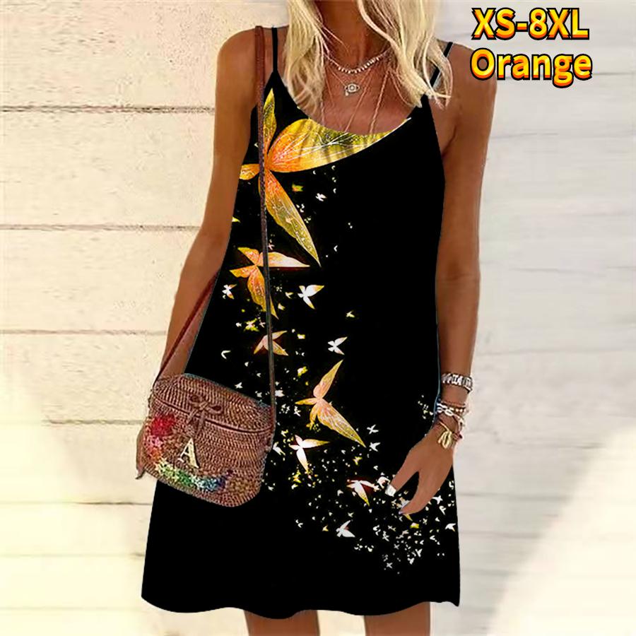 Damski kwiat piękny kryształowy motyl z nadrukiem Mini sukienka bez rękawów sukienka na imprezę letnia sukienka plażowa Sundress