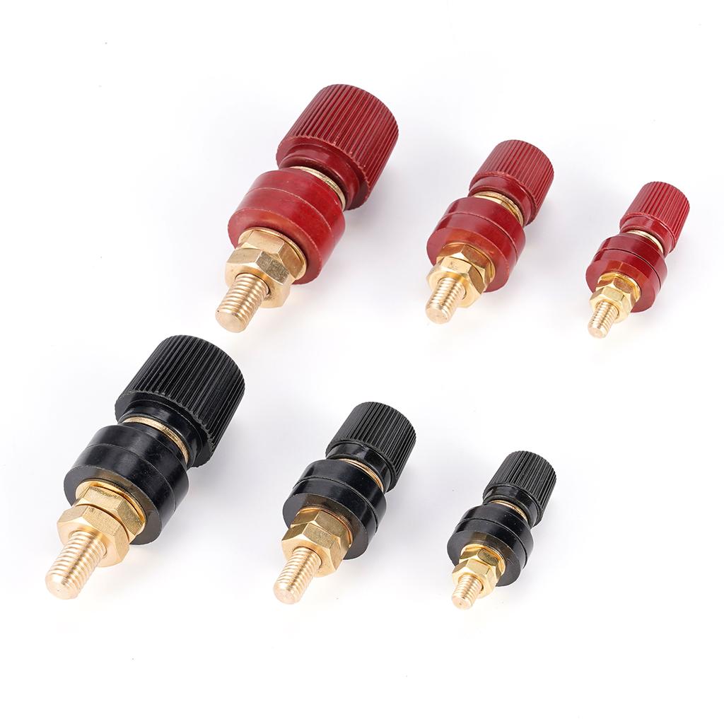 1 Pair High Current Pure Copper Terminal 333 555 Series Lithium Battery Inverter Wire Bolt M5 M6 M8 M10 Thread Screw Red Black