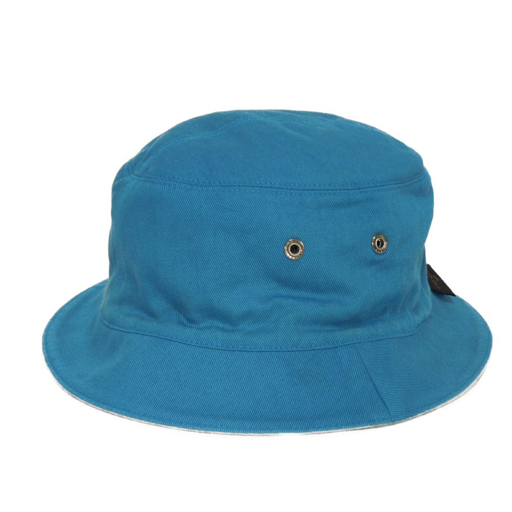 Used 12564 Reversible Bucket Hat M76213 7919 60 Logo Blue Polyester Chapeau Monogram Denim Cotton White Men's from