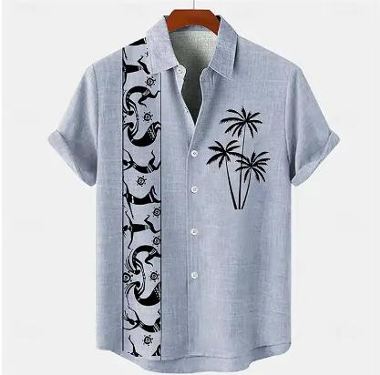 Men's Fashion Casual Shirt Short Sleeve 3D Printed Pattern Clothing Hawaiian Shirt Men's Social Camera