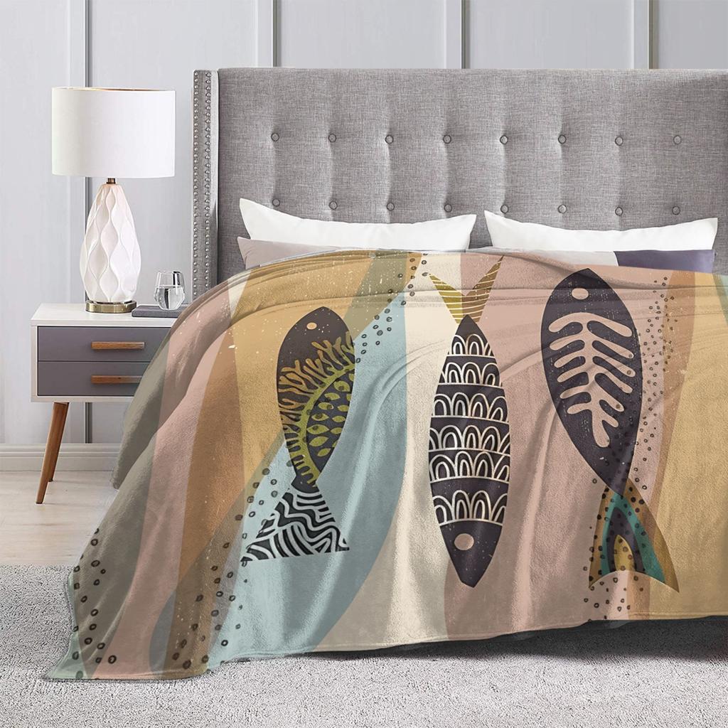 Retro Sardines Blanket Quality Super Warm Throw Blanket Autumn Girls Boys Outdoor Graphic Bedspread