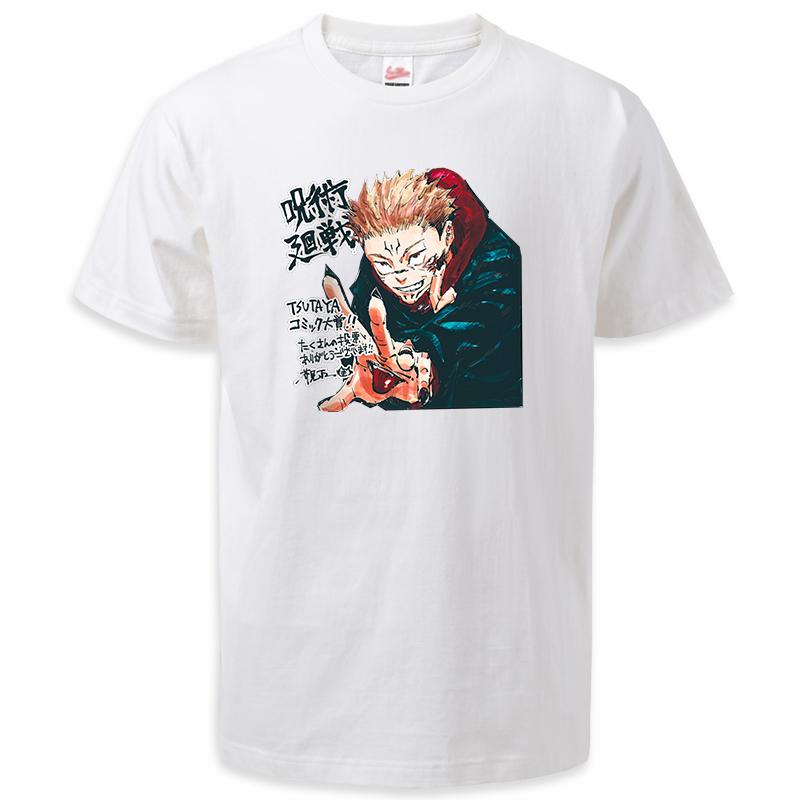 

Популярные летние футболки с аниме «дзюдзюцу кайсен» для мужчин и женщин, уличная одежда Gojo Satoru Manga, Harajuku, повседневная футболка унисекс 4XL белый