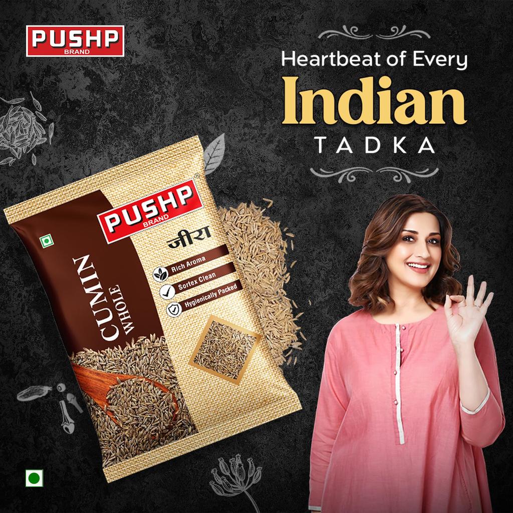 Pushp Whole Cumin Seeds Premium Quality Jeera For Authentic Indian Cooking Aromatic Flavorful Seasoning 100g Pack Of 1