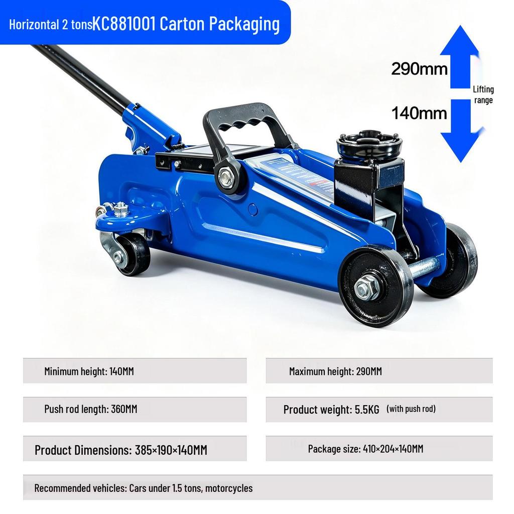 2-Ton Horizontal Hydraulic Car Jack for SUVs – 3T Tire Change Tool