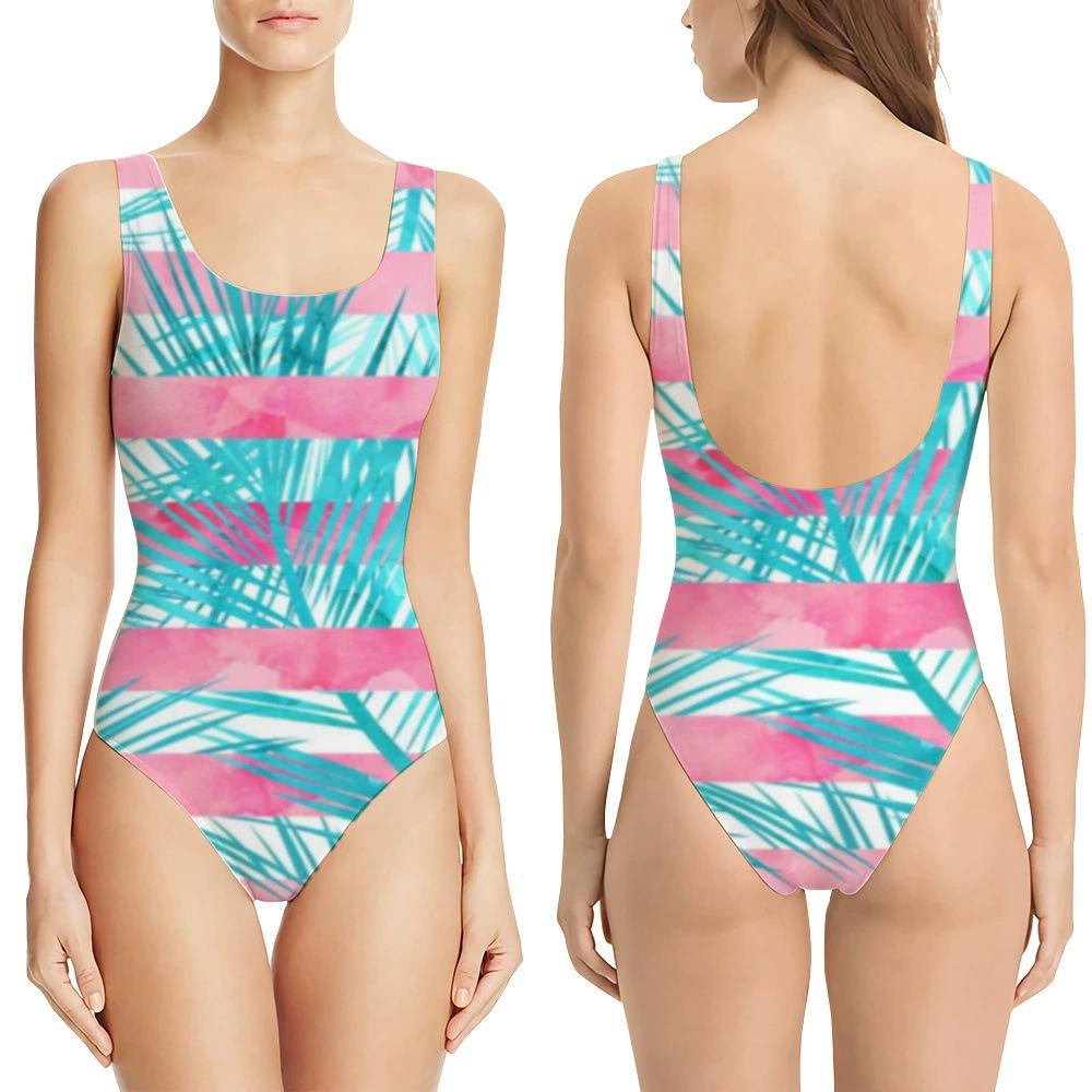 Triangle comfortable 3D color print explosive bikini women's one-piece swimsuit