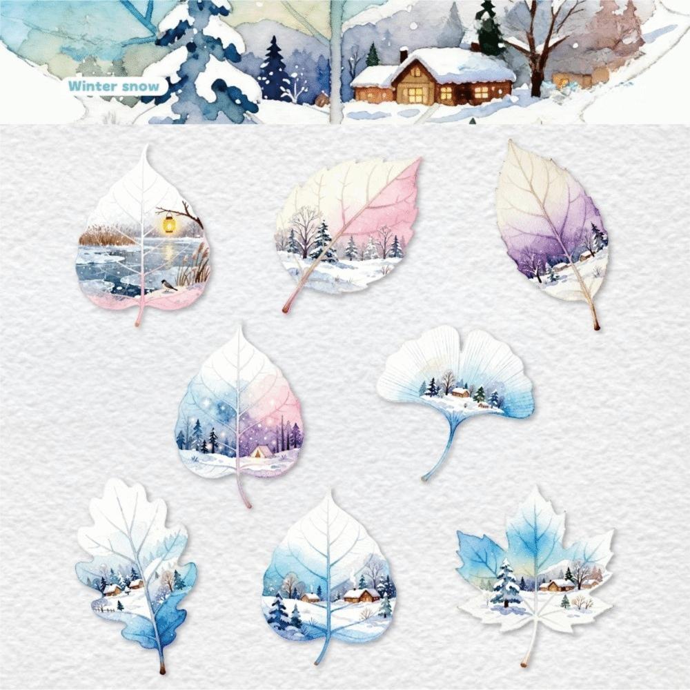 8pcs/Set New DIY Leaves Stickers Observing Leaves Adhesive Stationery Stickers Decorative Sticker Scrapbooking Diary Planner