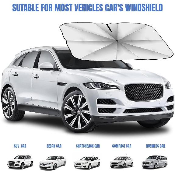 Sedan SUV Car Sun Shade For Windshield UV Rays And Heat Sun Visor Protector, Foldable Windshield Sun Shade Umbrella,Keep Car Cool,Easy To