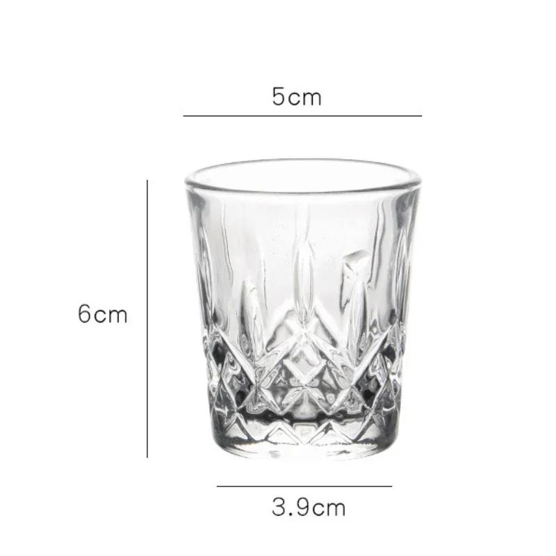 6pcs Spirits Cup 50ml Shot Glass Embossed Design Glass Wholesale Cups Small Capacity Wine Cup Engraved Household Chinese Tea Cup