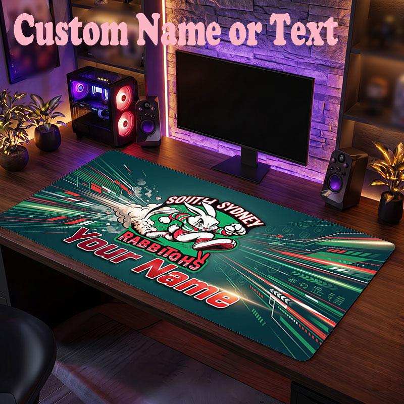 South Sydney Rabbitohs Customized Name Text Mouse Pad, Large Desk Mouse Mat Personalized Home Office Present