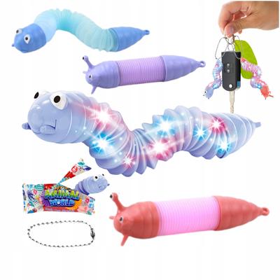 Sensoryczny Gąsienica Robak lub Ślimak Antystresowy Pop Tube LED Świecący