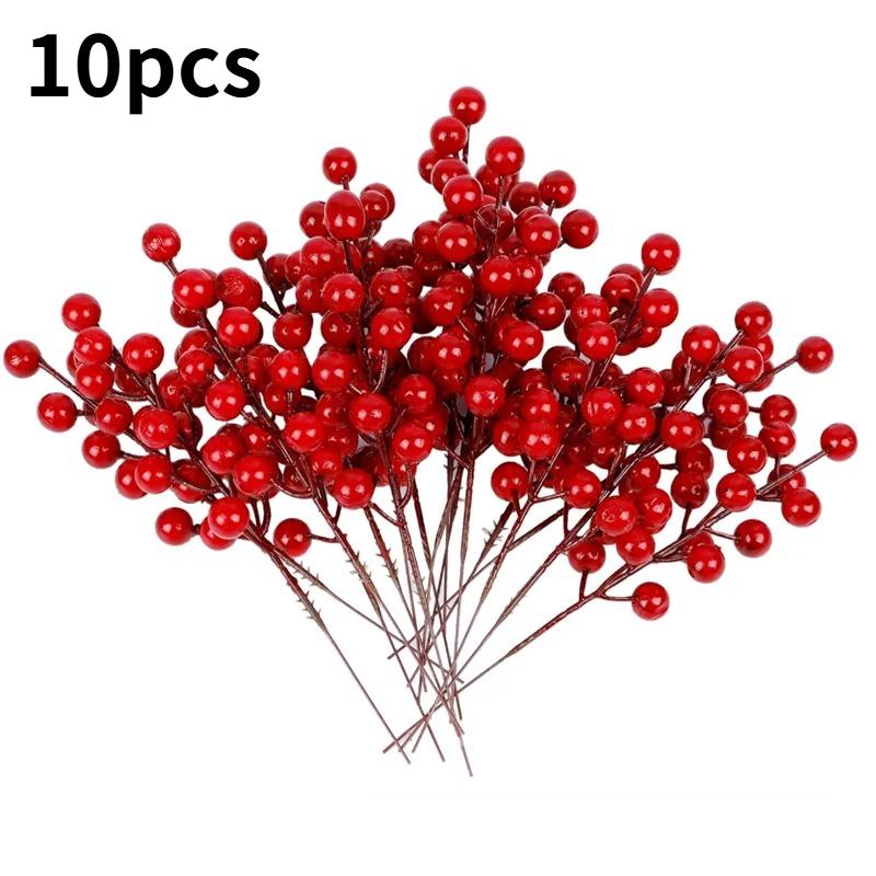 

10/20PCS Artificial Fruit Snow Frosted Red Berry Stems Xmas Tree Ornaments DIY Crafts Wedding Christmas Decoration New Year 2025