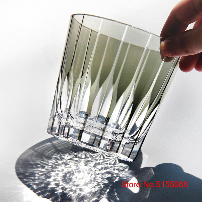 Japan Edo Kiriko Crystal Old Fashioned Glass Top Level Kagami Asterism Engrave Whisky Snifter Brandy Tumbler Starburst Wine Cup