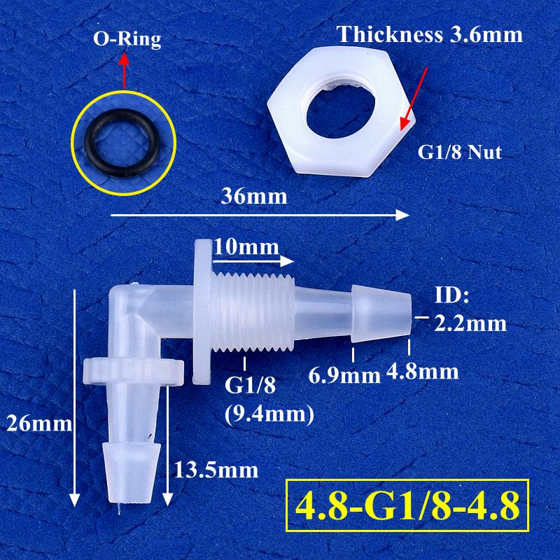 PP Pagoda Elbow Connector With Nut O-Ring M6~G1/2 To 2.4-11.1mm Thread Irrigation Aquarium Tank Adapter Irrigation Water Hose Joint