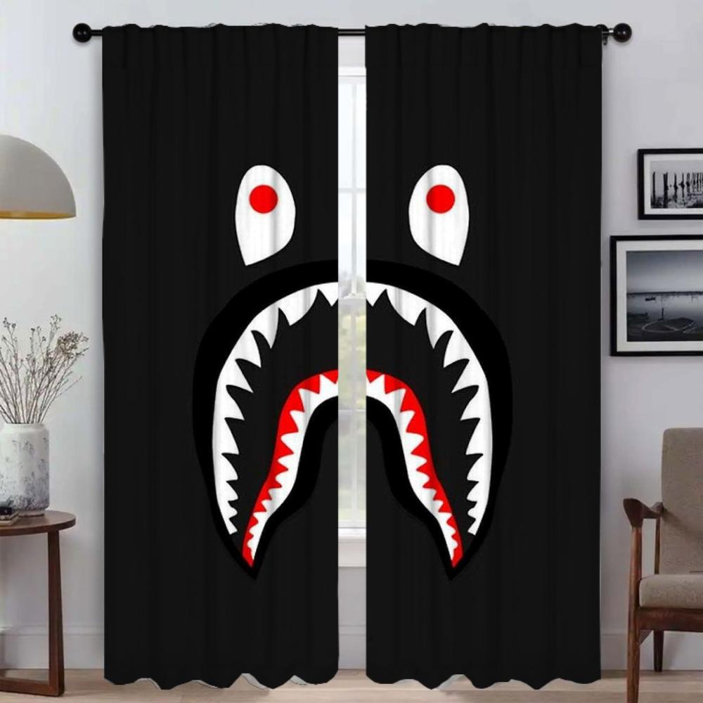 Elegant Room Curtains for Camera B-BAPE Halloween Decoration Window Curtain for Room 2 Panel Partition Home Interior Curtains