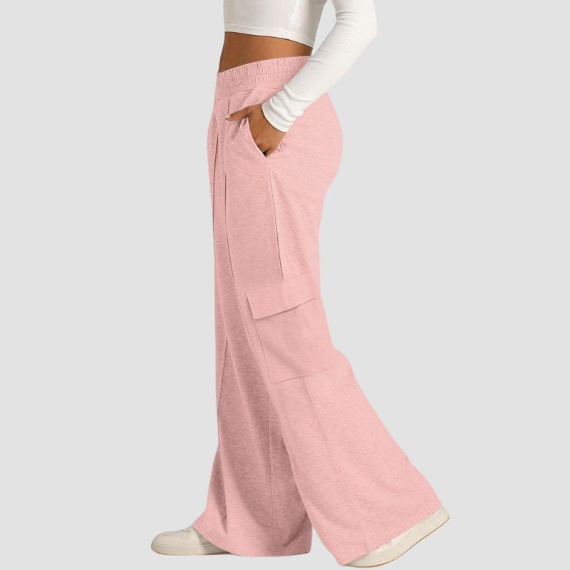 Women's Casual Loose Tight Waist Pocket Drawstring Work Clothes Wide-leg Pants Versatile