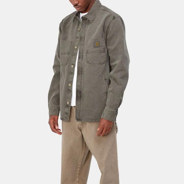 Carhartt WIP FW22 Solid Pocket Long Sleeve Denim Jacket Men Jackets Gray I028662-89-FH