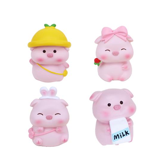 Attractive Fine Workmanship Office Decor Long Lasting Bow-knot Pig Animal Figurine Car