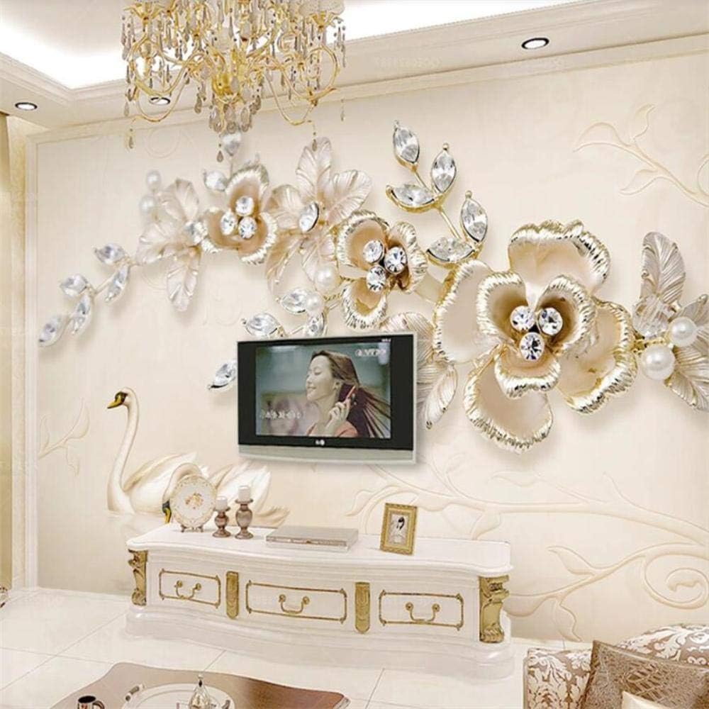 Luxury European Wallpaper Swan 3d Jewels Flowers Murals Fashion Home Decoration Living Room Tv Sofa Large Wall Paper