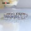OEVAS 100% 925 Silver Full Square High Carbon Diamond Rings For Women Sparkling Wedding Party Fine Jewelry