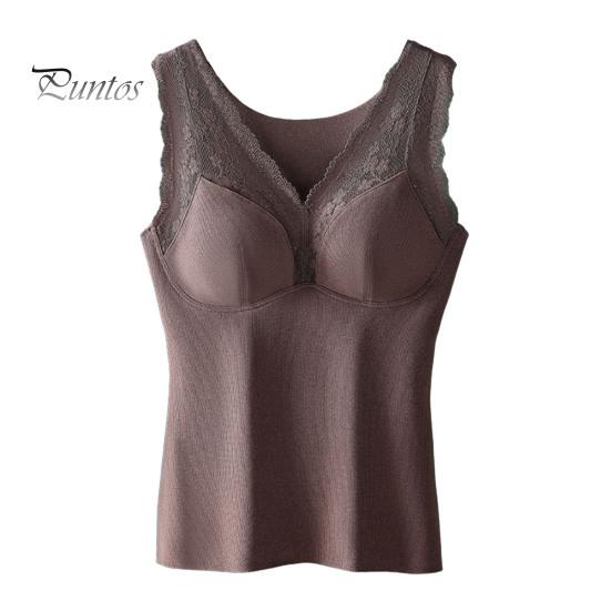 

Зимний женский терможилет с нагрудными накладками, бесшовное кружево, быстрая фиксация температуры, V-образный вырез, облегающий эластичный безрукавный внутренний костюм, майка XXL коричневый