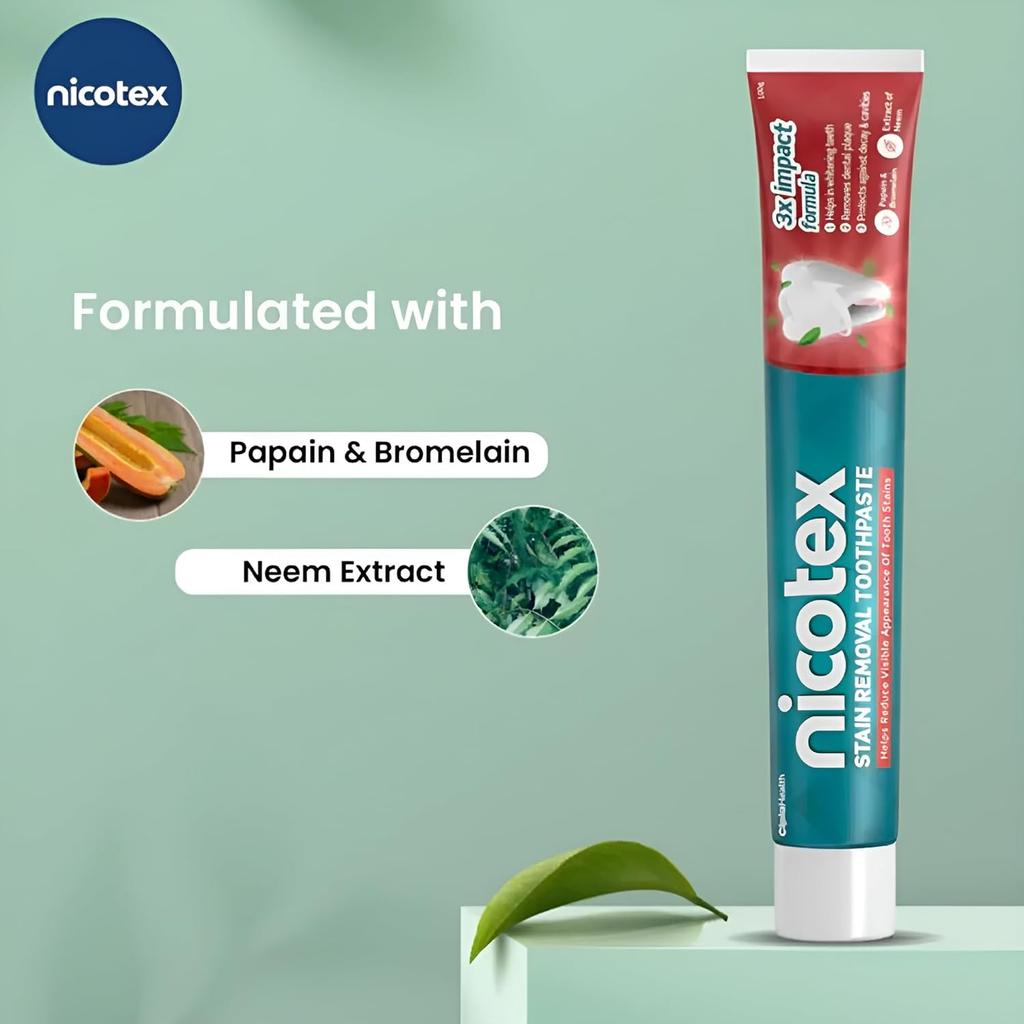 Cipla Nicotex Toothpaste 100g Pack of 1 for Teeth Whitening Plaque Removal Enamel Protection Fresh Breath