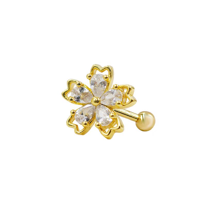 Four-Leaf Clover Snowflake Cartilage Stud Earrings