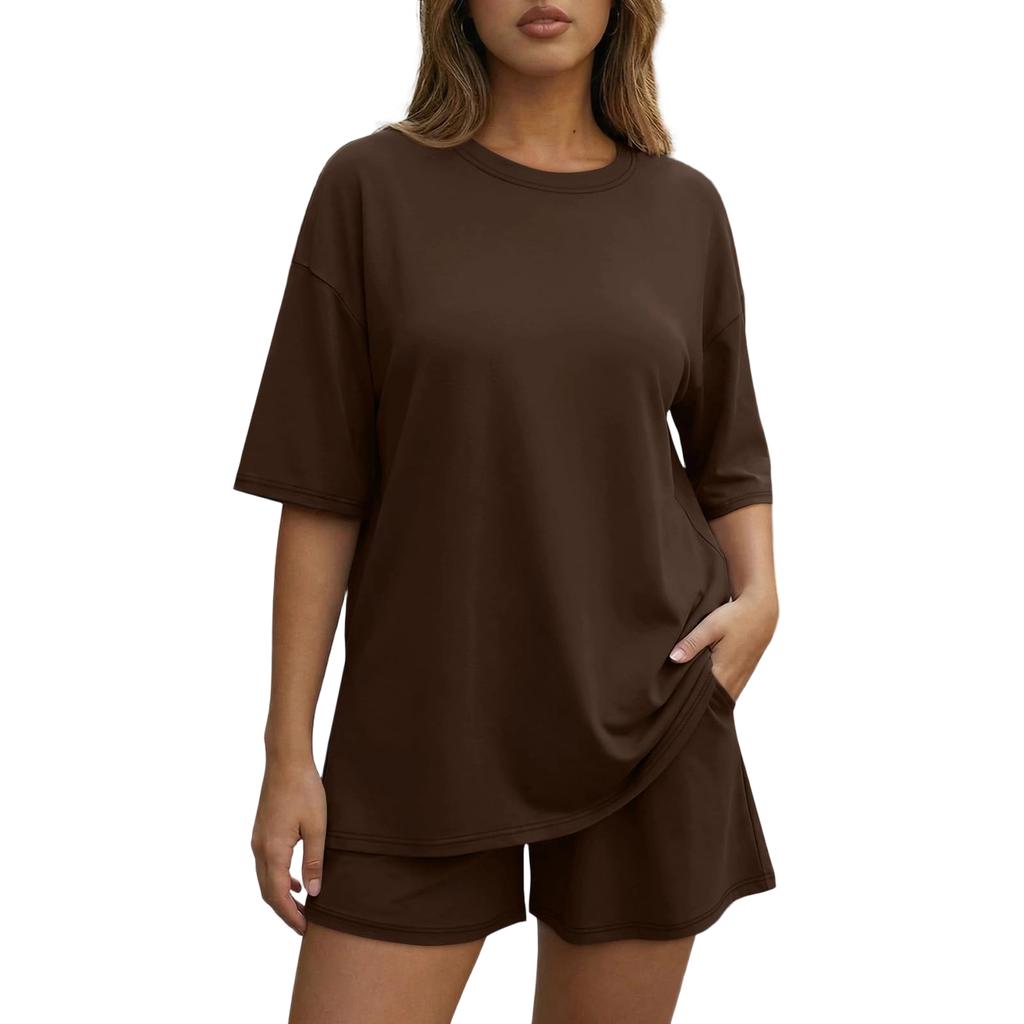 Women's Loose And Fashionable  Casual Short Sleeved Shorts Two-piece Set