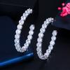 Bling Iced Out Round Cubic Zirconia Large Circle Hoop Earrings for Women Luxury CZ Wedding Bridal Party Jewelry