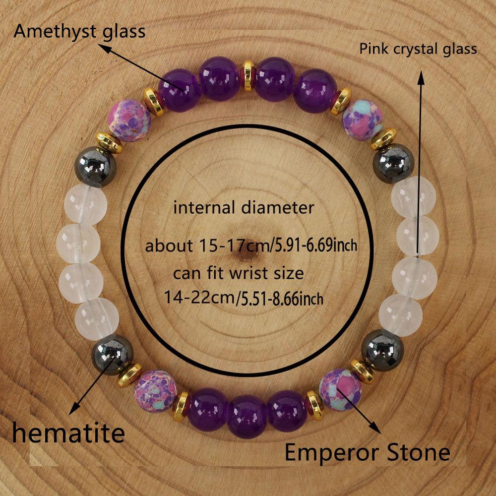 Festive Gifts Amethyst Clear Quartz Hematite Colorful Speckle Stone Beaded Bracelet Natural Fashion Jewelry For Men Women Daily Wear Gift