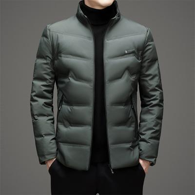 White Duck Down Jacket Men's Stand Collar Korean Slim Casual Lightweight Warm Winter Jacket for Young and Middle-aged Men