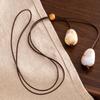 Elegant Long Oval Pendant Necklace  Chinese Style Forest System Simple Vintage Zen  Design Jewelry Accessory