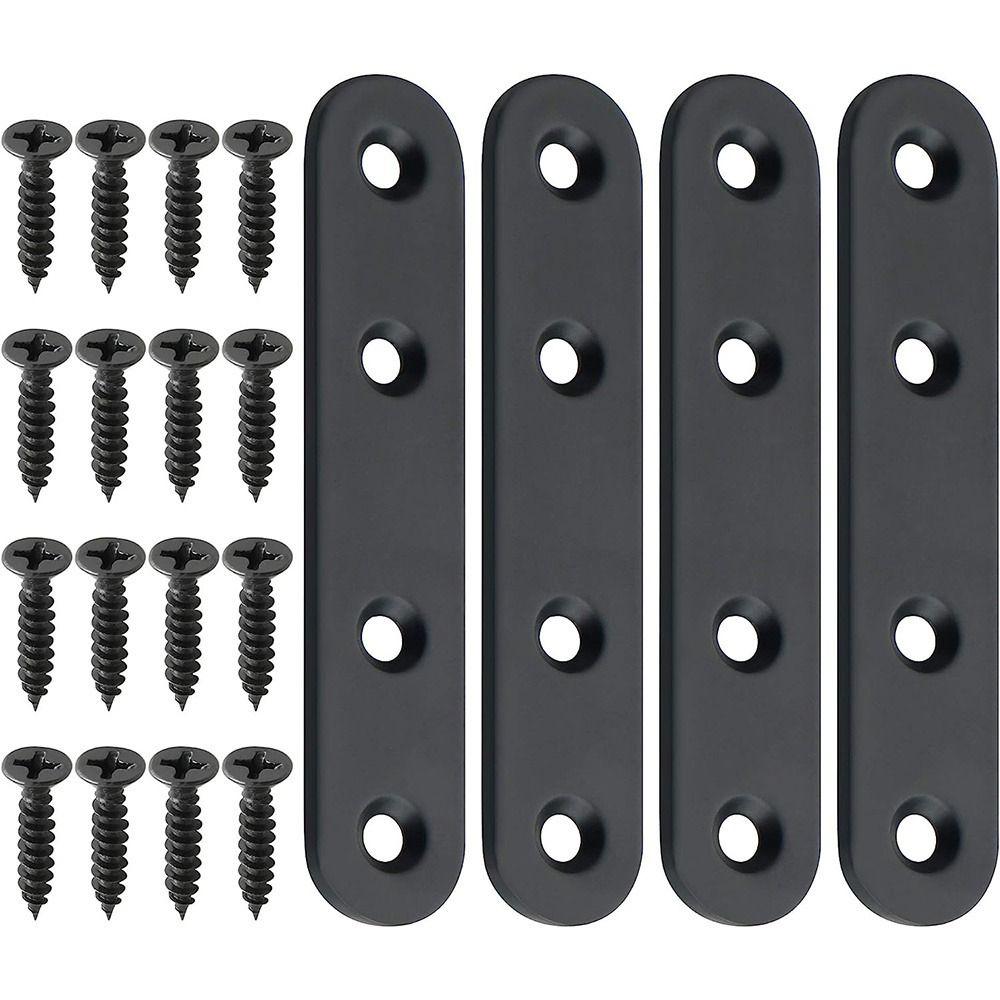 

4 шт. черные плоские прямые 3-4/5 дюймов ремонтные фиксаторы запасные скобки для мебели