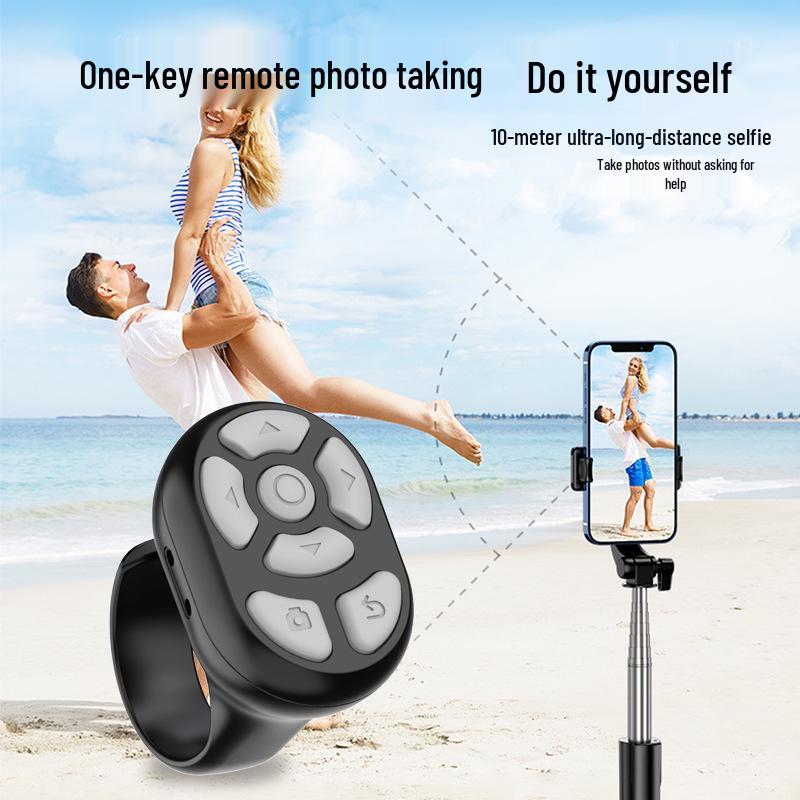 Multifunctional Bluetooth Remote: Music Switch, Page Turn, Auto-Liker, Photo Capture, Zoom & Focus