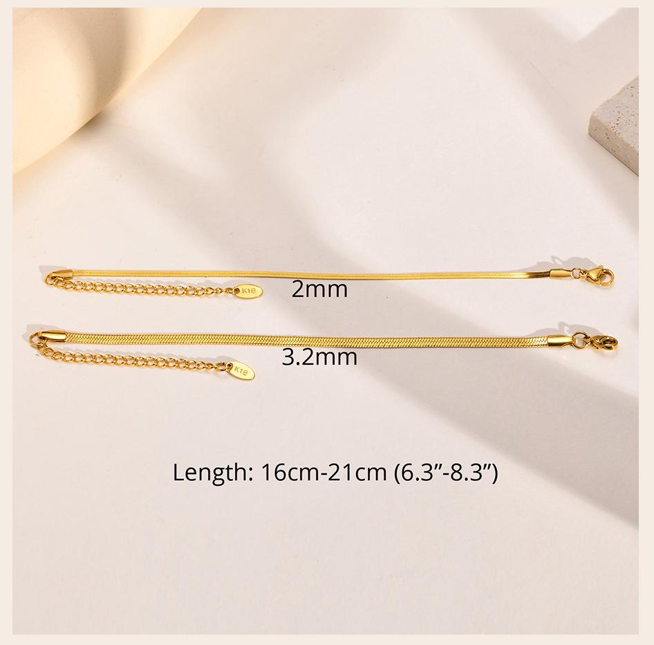 Herringbone Bracelet Women ,Thin Flat Snake Chain Link Wristband Stainless Steel Jewelry