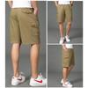 Men'S Plus Size Casual Shorts Summer Pure Cotton Cargo Shorts Multi-Pocket Loose Breathable Knee-Length Beach Shorts