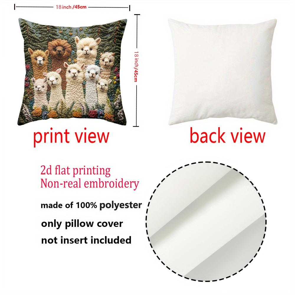 2D-Flachdruck-Kissenbezug mit niedlichem Lama-Muster aus Polyester – dekorativer Sofakissenbezug