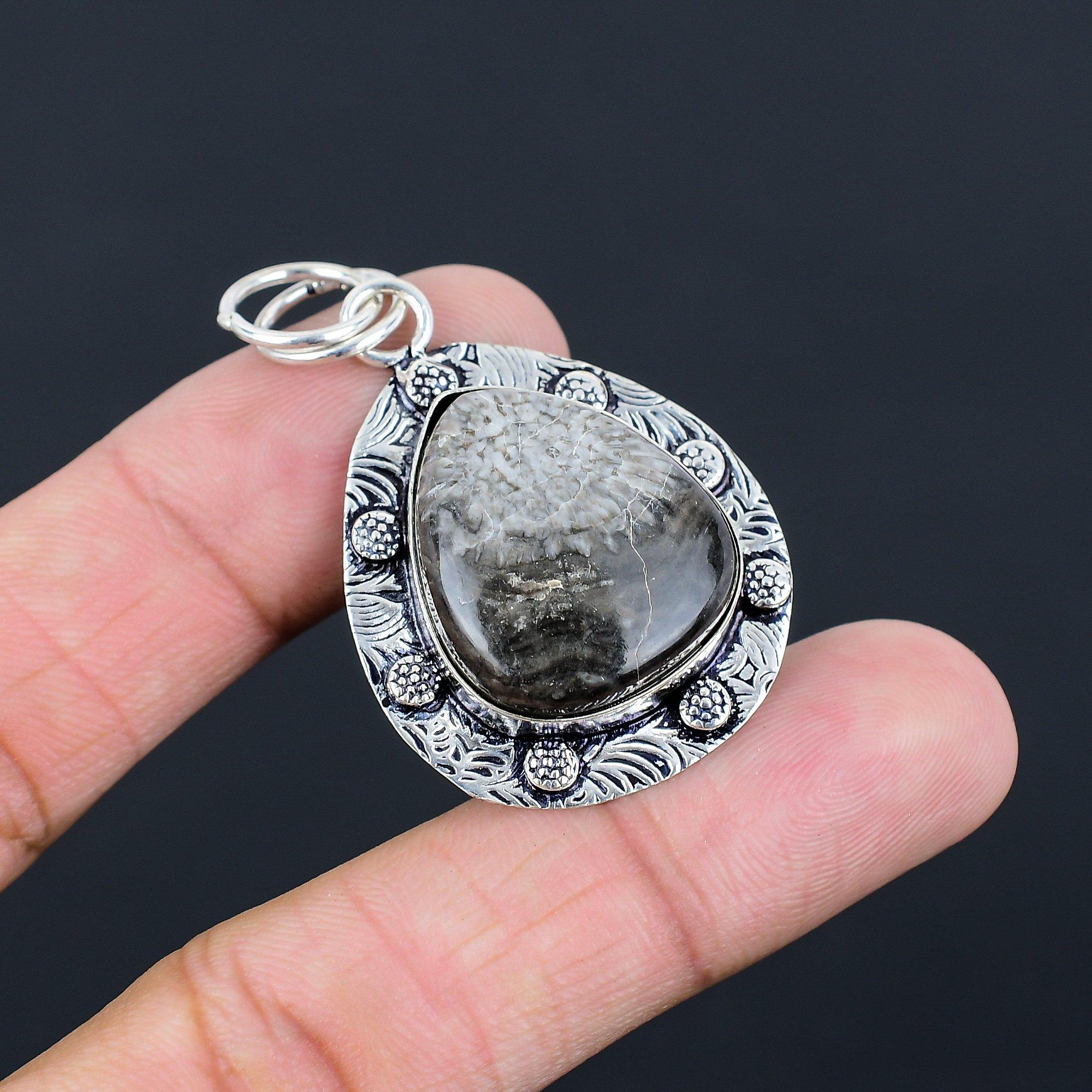 Friendship Day Sale Sterling Silver Pear Natural Stingray Coral Birthday Pendant