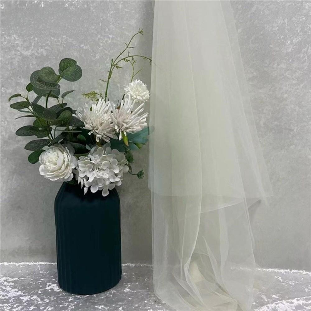 160X100cm Soft Tulle Fabric Green Yarn Transparent Mesh Fabric Rose Flower Pattern Solid Color Organza Fabric Stage Cloth