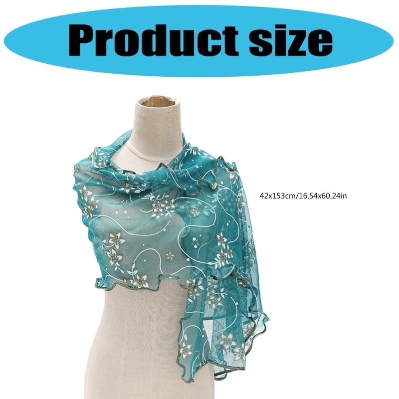 Floral Lace Scarf Elegant Women Accessory Soft Silk Like Polyester Lightweight For Daily Wear