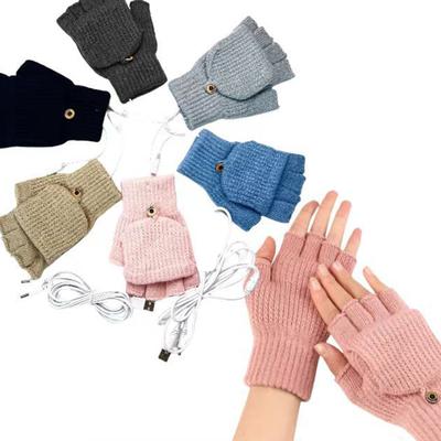 USB Electric Rechargeable Mitten Heated Glove Half Finger-Warmer Winter Gloves