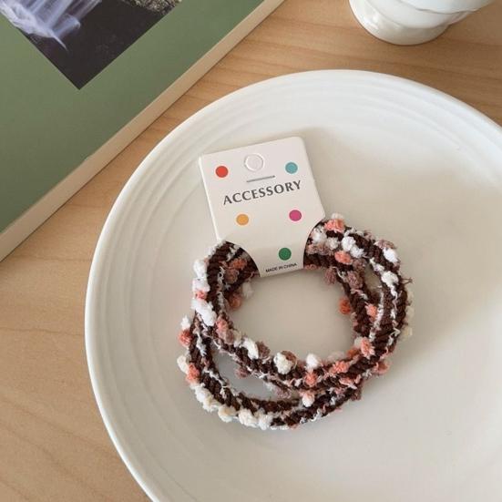 6Pcs Hair Ties Soft Woolen Woven Elastic Hair Bands Braided Design Ponytail Bun