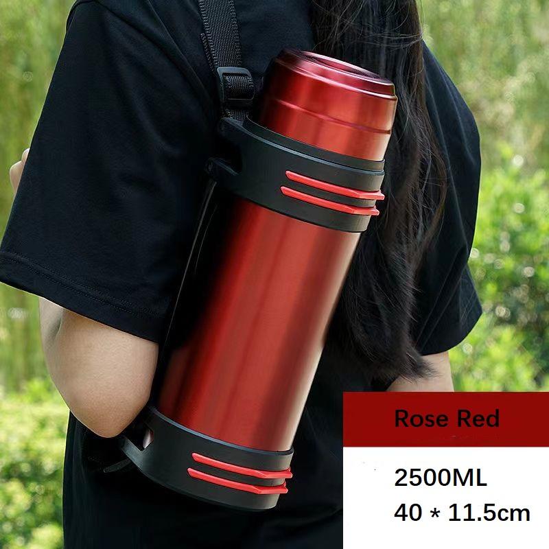 1500/2500 ml Isolierbecher, 100 % auslaufsicher, 100 % Isolierung, großes Fassungsvermögen, Edelstahl, mit Griff und Schultergurt, für Reisen, Angeln, Arbeit